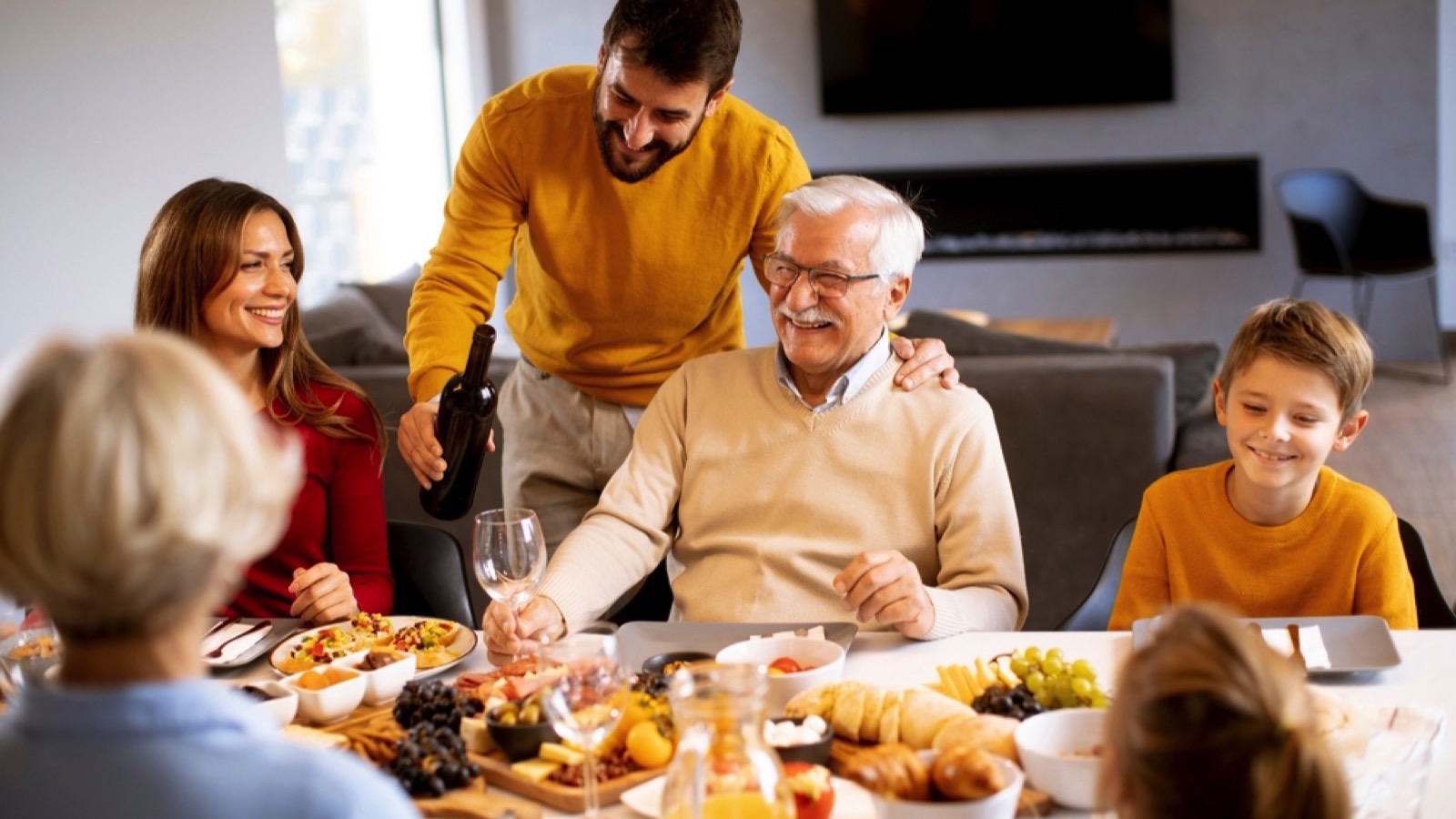 Couples with friends in dinner