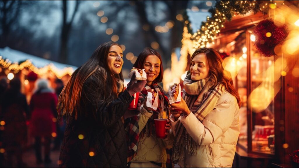 Friends visiting winter markets